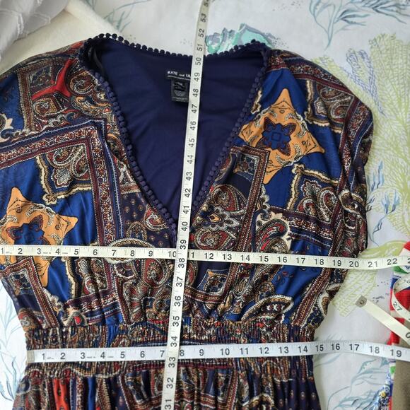 Kate and Lily Paisley Mesh Boho Maxi Dress Pockets 16W - Picture 9 of 9